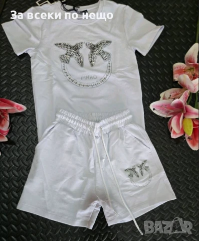 Pinko Дамски Летен Комплект С Бродирано Лого👚🩳Дамски Къс Екип Пинко - 2 Цвята Код VL-89, снимка 4 - Спортни екипи - 50588375