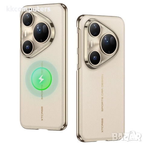 Magnetic Case за Huawei Pura 80 Ultra | MagSafe Кожен Калъф| Удароустойчив| Включен протектор|Цвят: , снимка 4 - Калъфи, кейсове - 51961259