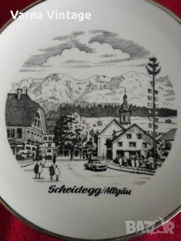 Колекционерска порцеланова чиния  Община Scheidegg регион Allgäu. Германия., снимка 2 - Колекции - 51079673