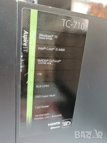 Kомпютър Acer Aspire TC-710 Intel®Core™i5-6400 8 GB DDR3L-SDRAM 1 TB HDD NVIDIA® GeForce® GT745 4GB, снимка 3 - Работни компютри - 52398767