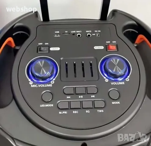 Караоке Bluetooth Тонколона, Безжичен Високоговорител С 2 Микрофона, снимка 7 - Bluetooth тонколони - 49720538