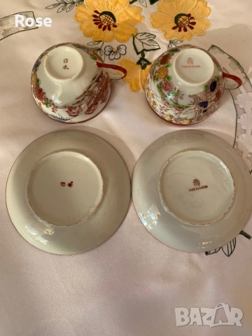 Стар японски костен порцелан тип "яйчена черупка". , снимка 18 - Сервизи - 52448477