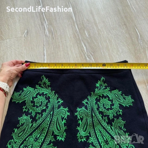 Мини пола Samsoe & Samsoe с бродерия размер M, черно/зелено, снимка 4 - Поли - 53244434