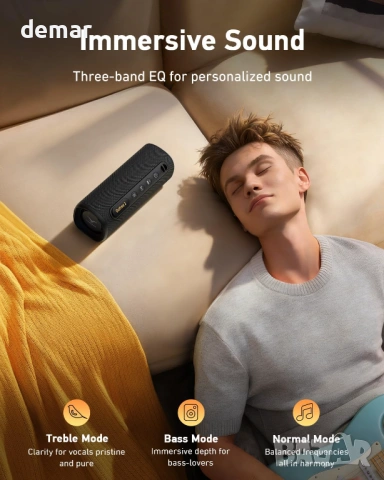 Bluetooth високоговорител с дълбок бас, преносим водоустойчив, RGB светлини, 25W RMS, TWS, снимка 9 - Bluetooth тонколони - 54106580