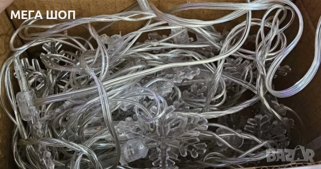 Многоцветни коледни LED лампички със снежинки с щепсел - Многоцветни, дължина - 5м ,28бр лампички., снимка 4 - Други стоки за дома - 52590496