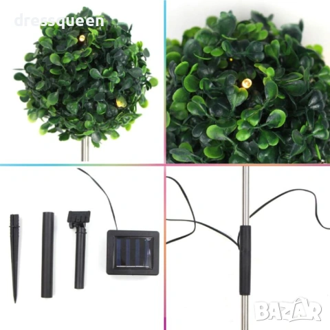 1233779 Соларна градинска лампа „Чемшир“ с 2 режима на работа: Постоянна светлина и премигващ ефект, снимка 3 - Соларни лампи - 53929479