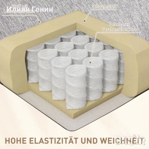 HOMCOM Фотьойл с регулируема облегалка, Удобен, 89x101x105 см, Сив , снимка 4 - Дивани и мека мебел - 50733274