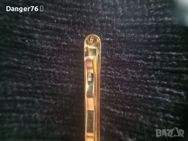 Златна щипка за вратовръзка, снимка 4 - Колиета, медальони, синджири - 46040370
