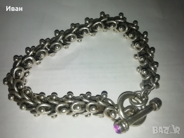 Сребърна гривна с Аметисти 