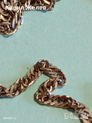 Старо сребърно синджирче с ретро спираловидна плетка 30309, снимка 4 - Колиета, медальони, синджири - 52863458