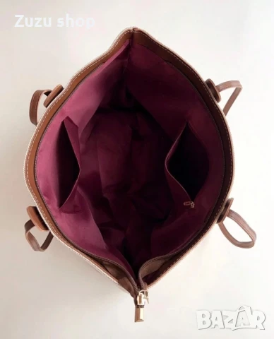 Дамска голяма чанта в два цвята - кафява и черна, снимка 3 - Чанти - 51084628