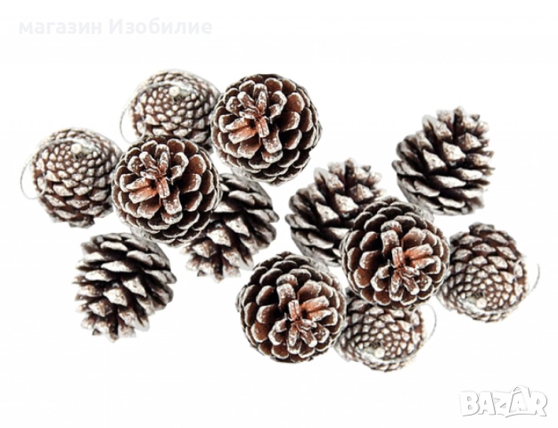 Комплект от 6 или 12 броя коледни шишарки, снимка 10 - Декорация за дома - 52294009