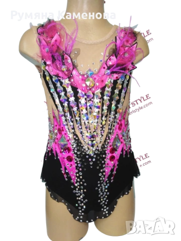 Ефектно черно - розово трико за художестнвена гимнастика