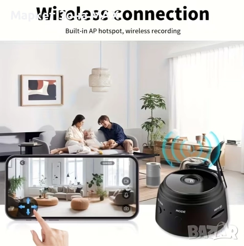 Модерна Мини безжична HD камера с Wi-Fi, нощно виждане и детекция на движение, снимка 4 - IP камери - 52892304