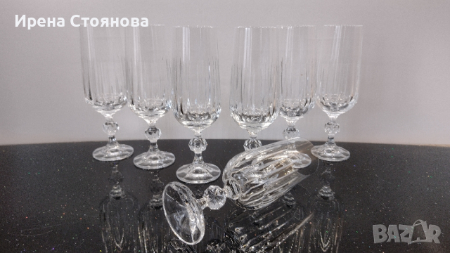 Комплект от 6 кристални чаши за бяло вино/шампанско. , снимка 14 - Чаши - 44969041