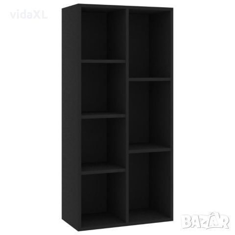 vidaXL Шкаф библиотека, черен, 50x25x106 см, инженерно дърво(SKU:801108, снимка 1 - Шкафове - 46126826