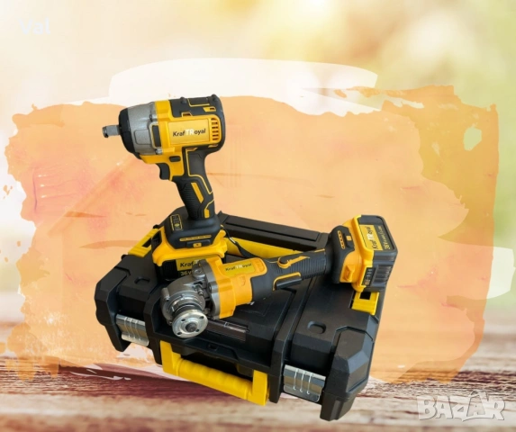 Комплект 2в1 акумулаторен гайковерт + ъглошлайф 36V 8А