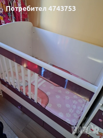 Бебешко легло 3 в 1 Lorelli Maxi Plus, Бяло/Лилаво, снимка 4 - Бебешки легла и матраци - 53564957