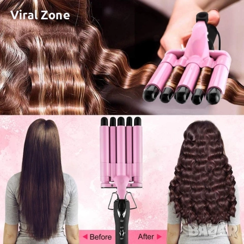 Тройна ретро преса за къдрене на косата. , снимка 5 - Преси за коса - 53490155