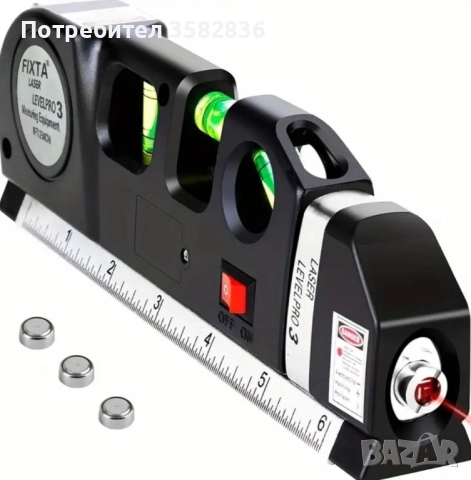 Лазерен нивелир 4 в 1 – FIXIT Pro 3 | Лазер + Рулетка + Нивели + Линийка, снимка 7 - Измервателни инструменти - 52579131