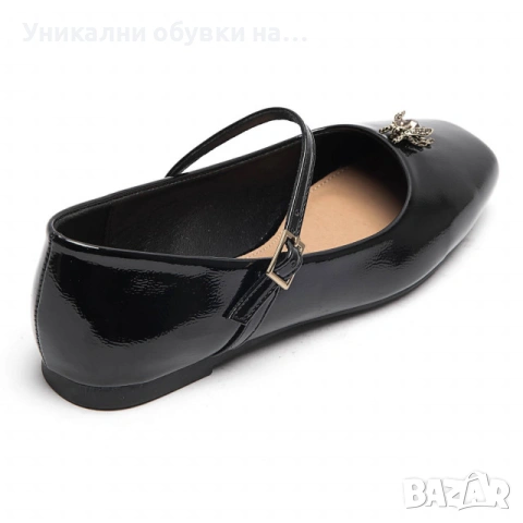 Черни лачени обувки с каишка- Nansi Black 11673, снимка 4 - Дамски ежедневни обувки - 53534617