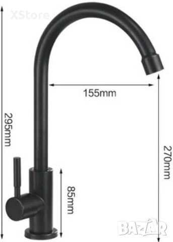 Кухненски въртящ се черен смесител, снимка 6 - Смесители - 52588558