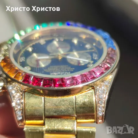 Мъжки луксозен часовник Rolex Daytona Rainbow 🌈 gold , снимка 7 - Мъжки - 47008694