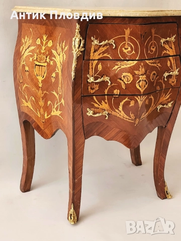 Бароков скрин с инкрустации и мраморен плот, снимка 6 - Скринове - 51655730