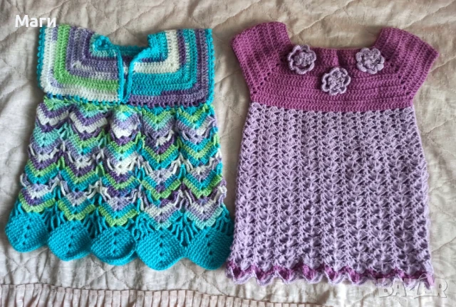 Детска дреха тип рокля плетена