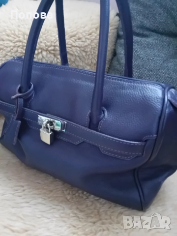 Италианска  лилава чанта  естествена кожа, снимка 4 - Чанти - 52372006