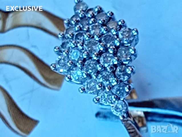 Златен пръстен с 1ct диаманти/ 25 броя/ цена в магазина над 6000 лв.Договаряне!, снимка 4 - Пръстени - 45990815