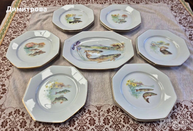 Рибен сервиз, Лимож, снимка 2 - Сервизи - 54227751