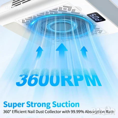 Прахоуловител за нокти CGBE 3600 об/мин, 5 скорости, 2 филтъра и 10 филтърни хартии, снимка 2 - Продукти за маникюр - 51200390