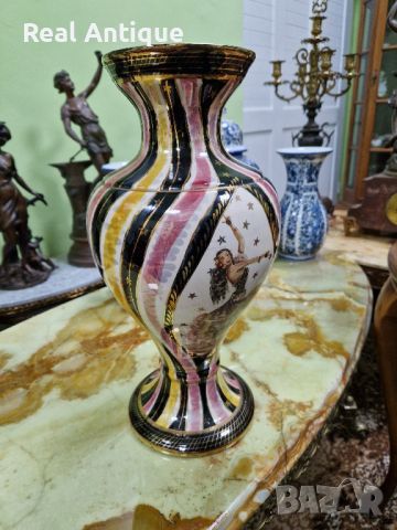Уникална много красива антикварна колекционерска порцеланова белгийска ваза H.BEQUET , снимка 5 - Вази - 45234668