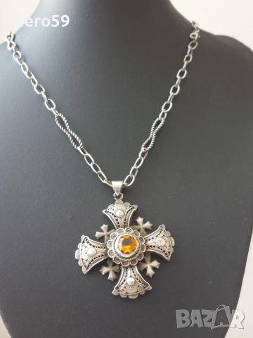 Прекрасен сребърен филигранен малтийски кръст-ръчна работа, снимка 12 - Колиета, медальони, синджири - 45762834