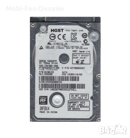 Обновен хард диск HGST Z5K500-500 500GB 5400RPM SATA HDD H2T500854S7