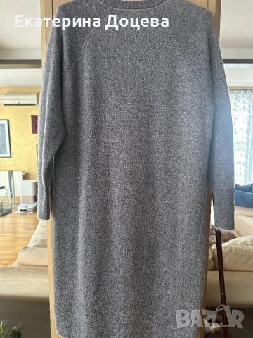 Сива рокля плетиво, снимка 3 - Рокли - 53574489