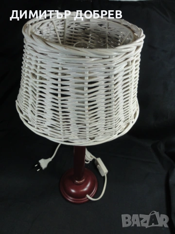 СТАРА РЕТРО НАСТОЛНА НОЩНА ЛАМПА С ПЛЕТЕН АБАЖУР, снимка 3 - Декорация за дома - 53607598