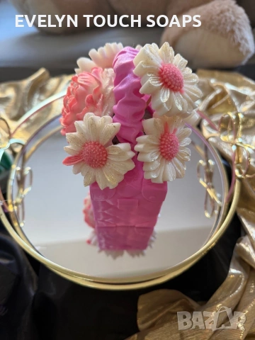 3D чанта аранжирана със сапунени цветя прекрасен подарък за 8 март, снимка 10 - Чанти - 53641454