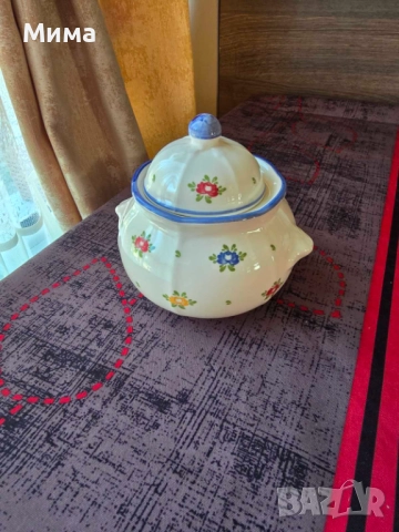 Винтидж буркан/захарница от Zeller Fayencerie, снимка 7 - Кутии за храна - 51781723