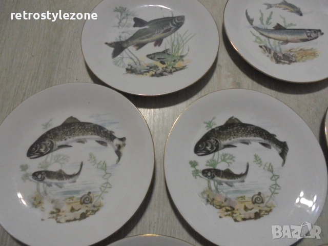 № 8501  Стари порцеланови чинии KAHLA / Könitz – рибен мотив  , снимка 2 - Други ценни предмети - 53512101