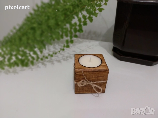 Ръчно изработен свещник от дърво - единичен, снимка 2 - Декорация за дома - 52401878