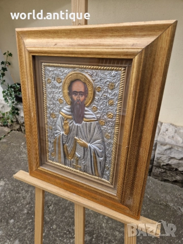 Прекрасна голяма антикварна сребърна икона със сертификат и маркировка , снимка 6 - Икони - 52135276