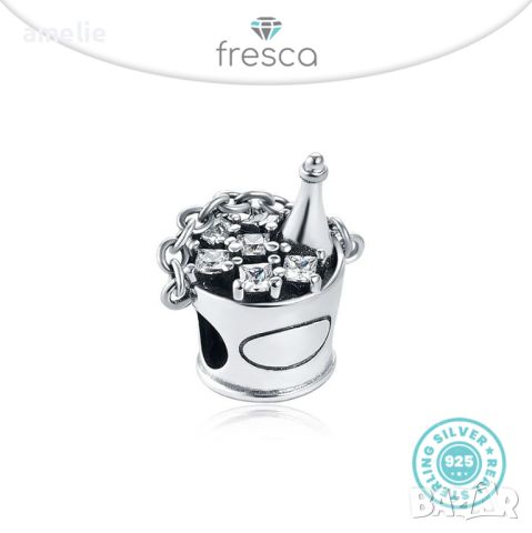 Талисман Fresca по модел тип Пандора S925 Pandora Champagne in Ice Bucket. Колекция AmélieBottle, снимка 1 - Гривни - 39164157