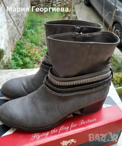 Боти Tom Tailor No39, Ботуши No37 Стелка 23.5, Ботуши сиви №40, снимка 12 - Дамски боти - 53930947