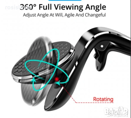360° Универсална Магнитна стойка за телефон за автомобил-кола, снимка 4 - Аксесоари за Apple - 54043994