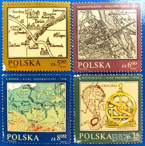 Полша, 1982 г. - лот марки на тема изкуство, футбол, религия, география, снимка 7 - Филателия - 53305988