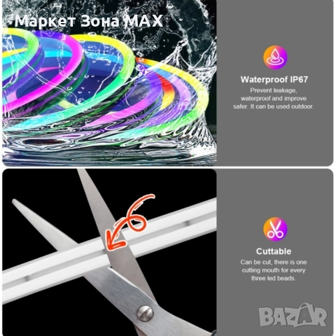 Водоустойчиво осветление, RGB 4.5 метра лента, снимка 4 - Лед осветление - 52863149