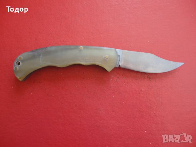 Страхотен джобен нож рогови чирени , снимка 1 - Ножове - 45809764