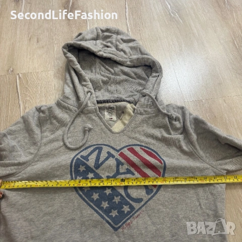 Дамски суитшърт Tommy Hilfiger с качулка и USA знаме сърце , размер M, сив., снимка 3 - Суичъри - 53309173